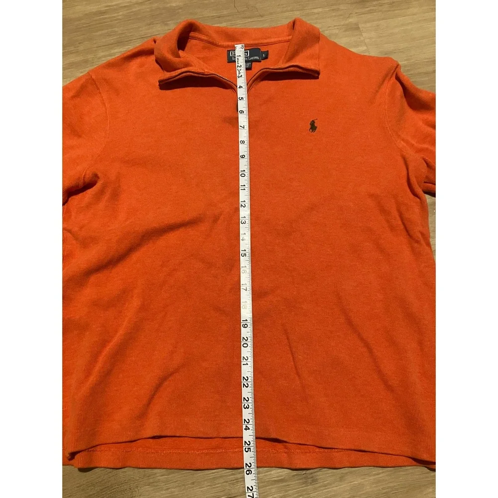 Polo Ralph Lauren Mens Orange 100% Cotton Quarter Zip Pullover Sweater Size L